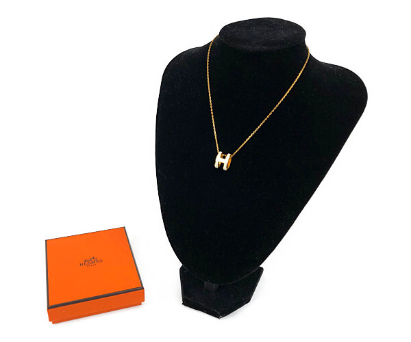 中古 メンズ レディース Hermes エルメス ネックレス ポップアッシュ Pop H ペンダント サイズ チェーン 全長約40cm 幅 約1mm トップ 約16 12mm カラー Gold 万代net店 Psicologosancora Es