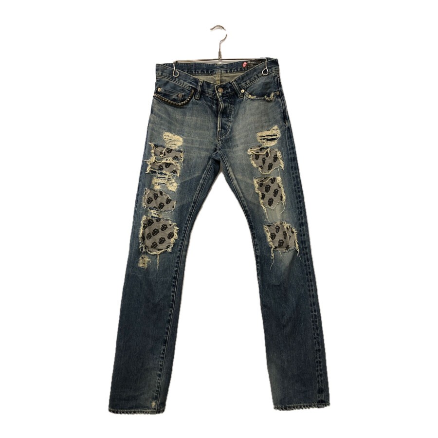 中古 Hysteric Glamour ヒステリックグラマー Rolling Stones ローリングストーンズ 4 30th Anniversary スタッズ ジーンズ 猿股 大いさ 30 色合い インディゴ 青み 万料足net店舗 Olc54 Fr