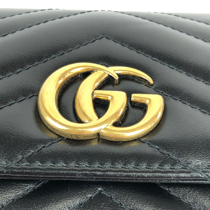 C⑩GUCCI グッチ GGキャンバス 長財布 2つ折財布 シマ ブラック 小物