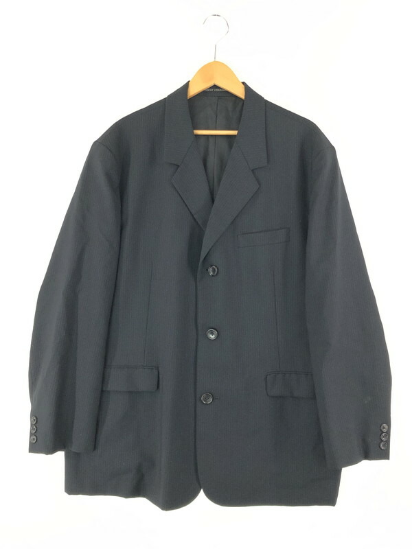極美品■ヨウジヤマモト【L】バイカラー コットン テーラードジャケット 黒 紺 yohji yamamoto - pour homme | ラグランスリーブJK / ウール