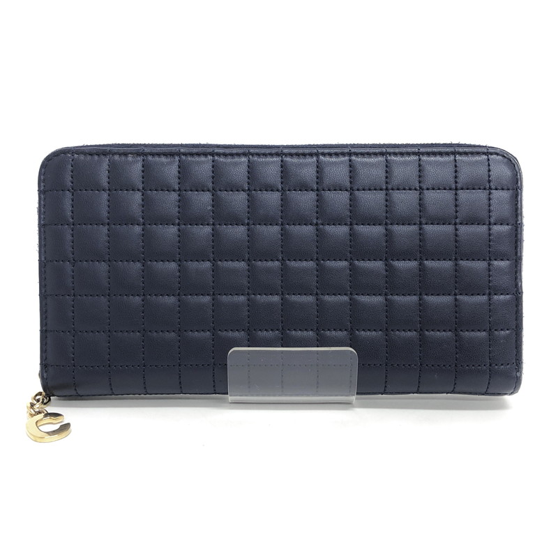 【中古品】【レディース】 CELINE セリーヌ 10B553BFL キルティングレザー ラウンドジップ ロングウォレット 長財布 181-251218-rs-06-fur カラー：ネイビー 万代Net店