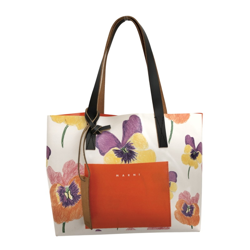 【中古品】【レディース】  TOTE BAG SHMP0066A0 トートバッグ 花柄 御徒面子 鞄 188-260209-rs-02-fur 色つや：オレンジ色 生生世世Net店