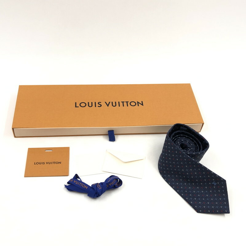 百貨店SALE 10%OFF~【中古美品】【メンズ】 LOUIS VUITTON ルイ・ヴィトン M77613 MR2282 クラヴァット LV マイクロ ヴィヴィエンヌ タイ 小物 179-260404-hn-01-fur 色合い：米国海軍系 生生世世Net店