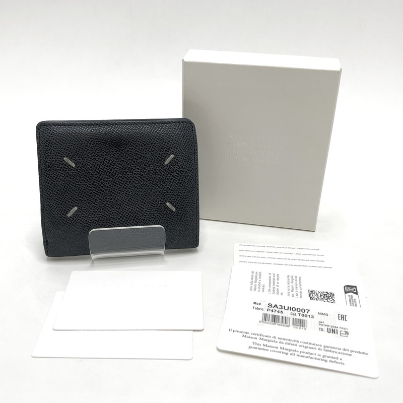 【現状渡し品】【レディース】 MAISON MARGIELA メゾンマルジェラ 4-STITCH BI-FOLD WALLET SA3UI0007 二つ折り財布 コンパクトウォレット 200-260507-rs-03-fur カラー:ブラック 万代Net店|万代Net店