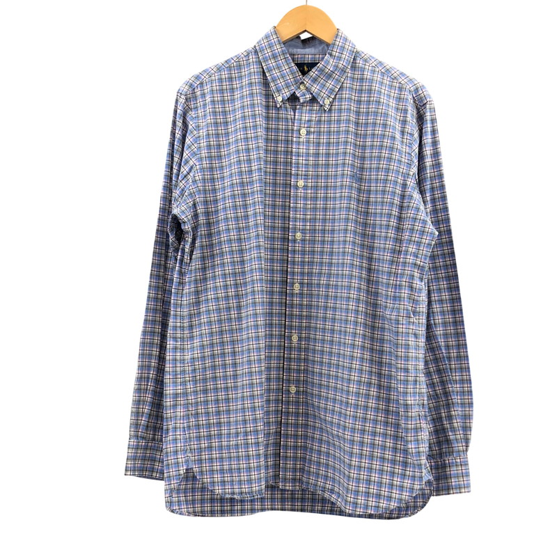 【中古品】【メンズ】  RALPH LAUREN ラルフローレン PONY EMBROIDERY L/S BD CHECK SHIRT ポニーエンブロイダリー 名取り草落ちこむ 長袖読み合わせるプルオーバー 心地よいプルオーバー トップス 147-260509-hn-05-fur 大きさ：M 色合い：青色系 未来永劫Net店