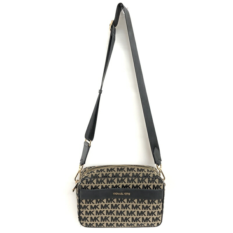 【現況乗り合い船品】【レディース】  MICHAEL KORS マイケル教科課程 MK SIGNATURE SHOULDER BAG 35F1GY9C3J ショルダーバッグ 鞄 188-260608-rs-06-fur 色合い：黒いこと/ベージュ系 未来永劫Net店