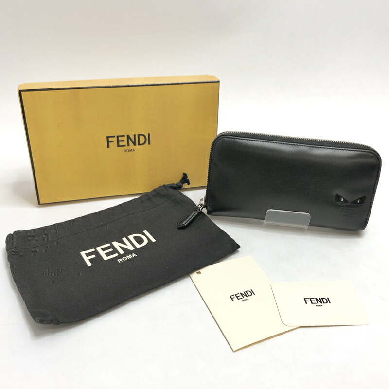 【中古品】【メンズ】 FENDI フェンディ BUGS EYE ZIP ROUND LONG WALLET 7M0210 6OC F0GXN モンスターアイ ラウンドファスナー 長財布 181-260701-rs-01-fur カラー：ブラック 万代Net店｜万代Net店