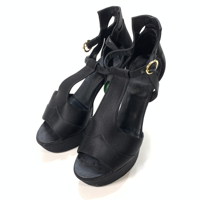 【中古】【レディース】 CHANEL シャネル 2702 オープントゥ ハイヒール シューズ 靴 183-240918-gm-36-fuz 大きさ：36(踵高12糎) 色つや：黒いこと 生生世世Net店