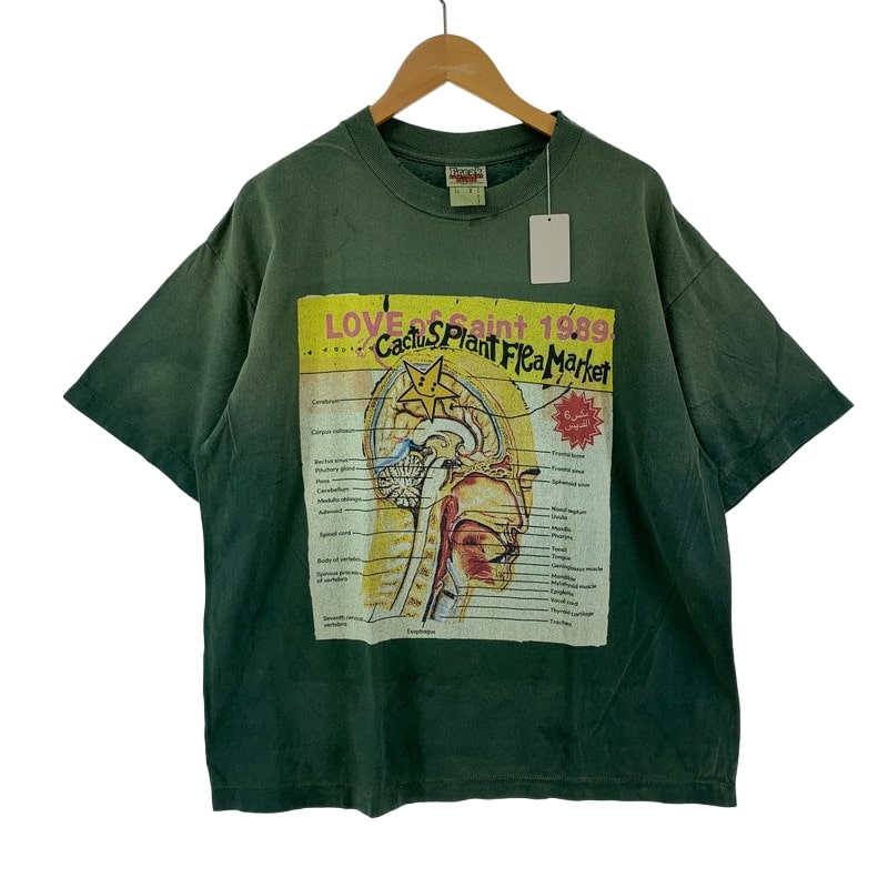 百貨店SALE 30%OFF~【中古美品】【メンズ】  SAINT MICHAEL 仙 マイケル SM-YS1-0000-C04 CP_SS TEE LOVE OF SNT 142-241012-st-4-fuz 大きさ：L 色つや：緑であること 生生世世Net店