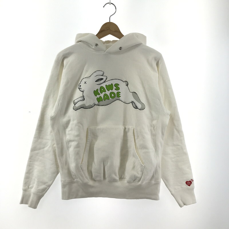 【中古品】【メンズ】  HUMAN MADE×KAWS ヒューマンお手伝いさん × カウズ PULLOVER PARKER ティーシャツ パーカー 調教師 トップス 古着 142-250507-mh-01-fuz 大きさ：S 色合い：白いこと 未来永劫Net店