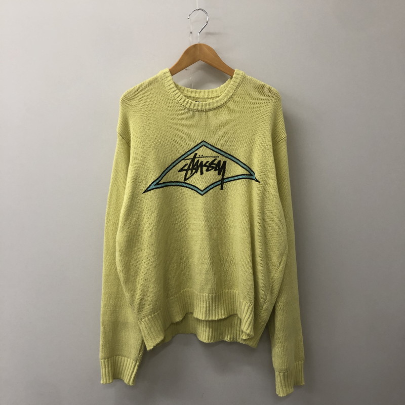 【中古品】【メンズ】 STUSSY ステューシー SURF TEAM SWEATER 117273 リネンコットンブレンドニット クラシックフィットセーター トップス 142-250630-kk-16-fuz サイズ：M カラー：Faded Lime 万代Net店