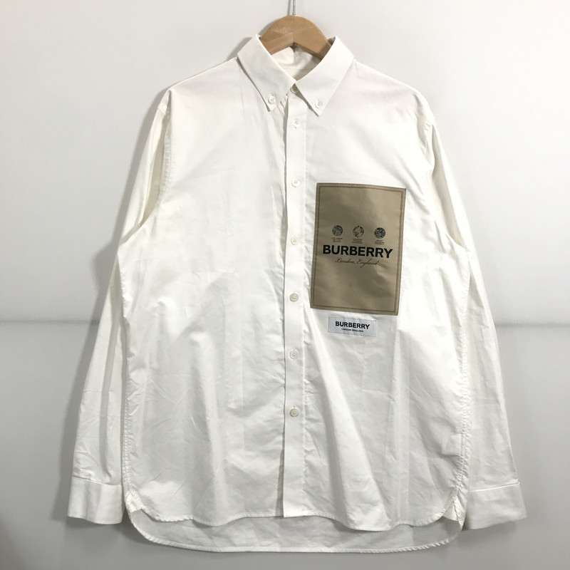 【新品】BURBERRY バーバリー ホースフェリーシャツ ホワイト Lサイズ BURBERRY バーバリー シャツ 8050263 メンズ 長袖 コットン ストレッチ