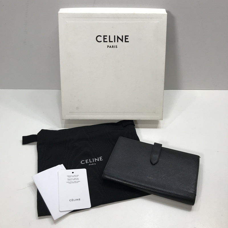 【中古品】【メンズ/レディース】 CELINE セリーヌ 10B633BFP.38NO LARGE STRAP WALLET 紙入れ ラージ 同盟罷業一回り ウォレット 二つ折り 長紙入れ 181-250725-mh-08-fuz 色つや：黒いこと 生生世世Net店