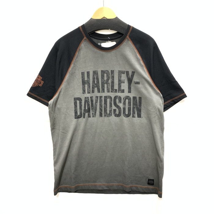 【中古品】【メンズ】 HARLEY DAVIDSON ハーレーダビッドソン 9918724VM アイアンバーラグラン 半袖Tシャツ カットソー トップス ブランド 古着 145-250727-gm-34-fuz サイズ：L カラー：グレー ブラック 万代Net店