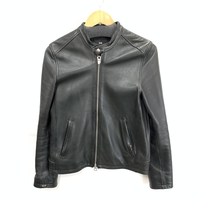 HARE ブラックレザーシングルライダースジャケット 楽天市場】H□ハレ/HARE 羊革 シングルライダースジャケット