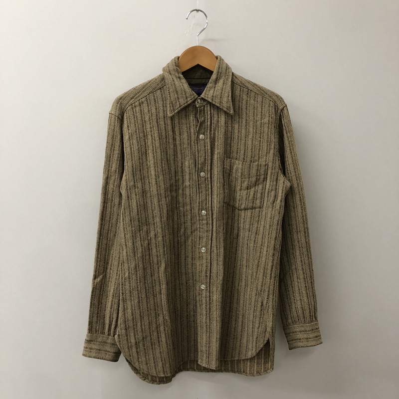 【中古品】【メンズ】 PENDLETON ペンドルトン 70’s L/S STRIPE WOOL SHIRT VINTAGE 70年代 ロングスリーブ ストライプ ウールシャツ 長袖 トップス 片ポケット ヴィンテージ 145-250924-yo-07-fuz サイズ：M カラー：ブラウン 万代Net店