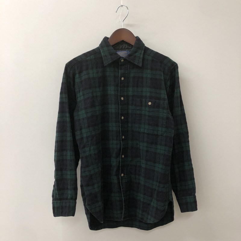 【中古品】【メンズ】 PENDLETON ペンドルトン 70\u0027s BLACK WATCH L/S WOOL SHIRT VINTAGE ブラックウォッチ ロング捩り 羊毛プルオーバー 長袖 トップス 片衣嚢 ヴィンテージ 145-250924-yo-09-fuz 大きさ：M 色合い：ブラックウォッチ 未来永劫Net店