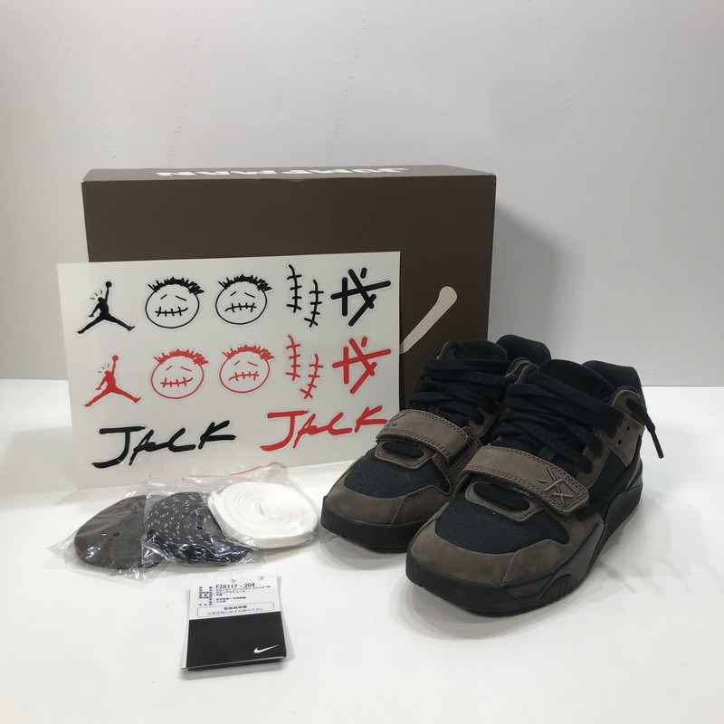 【中古品】【レディース】 TRAVIS SCOTT&times;NIKE トラヴィススコット &times; ナイキ FZ8117-204 JORDAN JUMPMAN JACK TR ジョーダン ジャンプマン ジャック スニーカー 靴 2024 166-251002-mh-12-fuz サイズ：24 カラー：ブラウン ブラック 万代Net店｜万代Net店