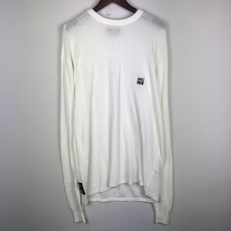 【中古品】【メンズ】 DENHAM デンハム × WIND AND SEA ウィンダンシー 別注 コラボ BOUCLET PILE L/S TEE WDS-C-DHM-25-Q4-08 ブークレー ロングスリーブ 長袖Tシャツ 142-251007-yo-05-fuz サイズ：S カラー：ホワイト 万代Net店
