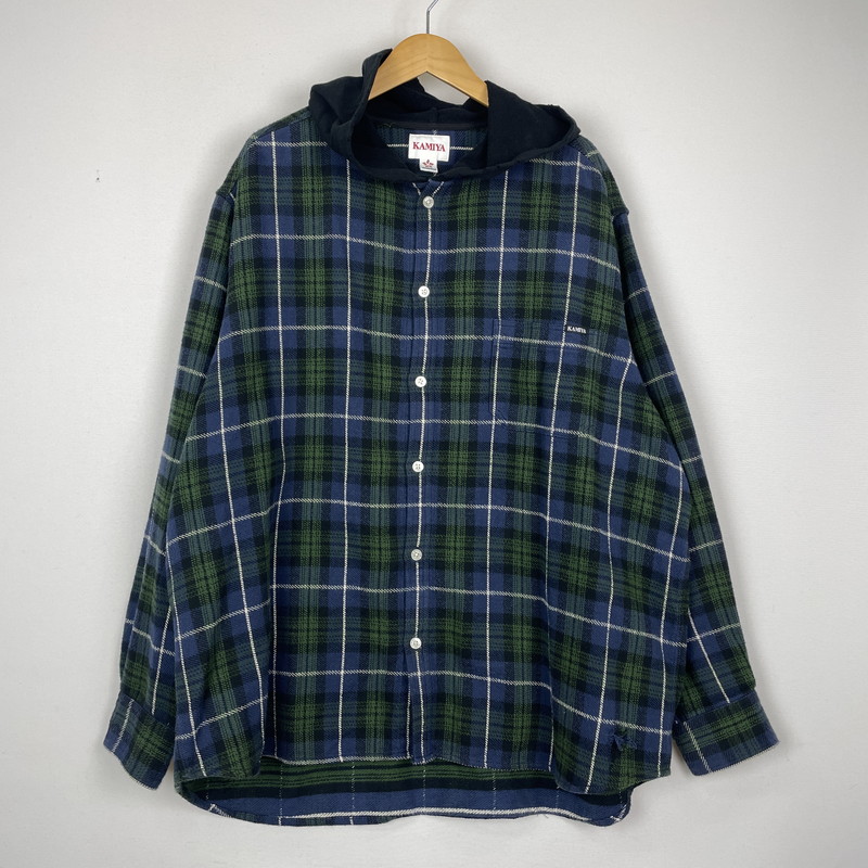 【中古品】【メンズ】 KAMIYA カミヤ HOODED CHECK SHIRT G13SH041 フーディ チェック シャツ トップス 長袖 ヴィンテージ加工 140-251203-ts-12-fuz サイズ：L カラー：チェック 万代Net店