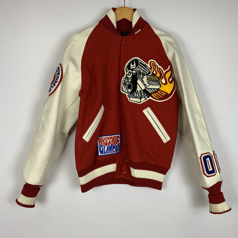 【中古品】【メンズ】 LEATHER STADIUM JACKET MADE IN USA 2AB-9462 レザー スタジアムジャケット アウター スタジャン USA製 140-251221-ko-13-fuzh サイズ：38 カラー：レッド 万代Net店｜万代Net店