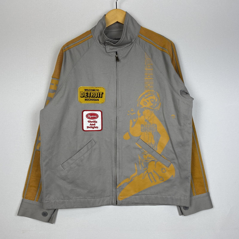 百貨店SALE 20%OFF~【中古品】【メンズ】 HYSTERIC GLAMOUR ヒステリックグラマー DETROIT ROCK RACING JKT 02243AB11 自動車の街 鍵を掛ける 一ころ 上衣 ライトアウター 140-260108-ks-03-fuz 大きさ：S 色つや：薄墨色 生生世世Net店