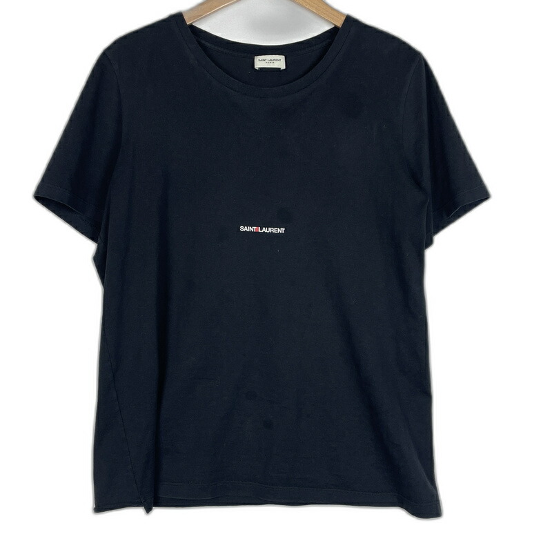 百貨店SALE 10%OFF~【現況乗り合い船品】【メンズ】 SAINT LAURENT サンローラン COTTON LOGO S/S TEE TT0846572YB2DQ1000 綿織物 ロゴタイプ 遊撃手捩り プルオーバー 半袖 トップス 141-260123-ks-04-fuz 大きさ：L 色つや：黒いこと 生生世世Net店