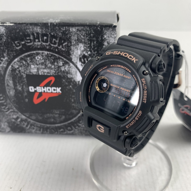 【中古美品】【メンズ/レディース】 G-SHOCK ジーショック DW-9052GBX-1A4DR 腕時計 時計 ブラック×ピンクゴールド クオーツ ケース・箱付き おしゃれ 196-260202-io-03-fuz 万代Net店