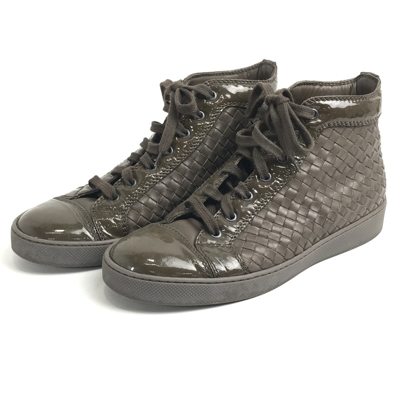 【中古品】【メンズ】 BOTTEGA VENETA ボッテガ・ヴェネタ ハイカットスニーカー サイズ不明 メンズ ブラウン 本体のみ かかと減りあり 183-260207-io-33-fuz 万代Net店