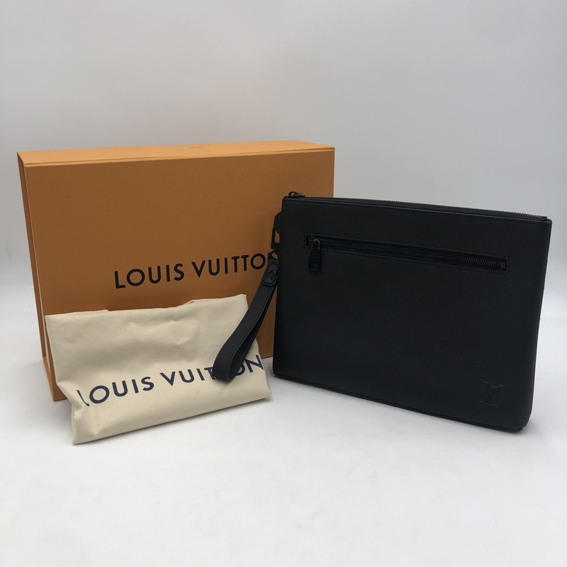 百貨店SALE 10%OFF~【中古品】【メンズ】 LOUIS VUITTON ルイ・ヴィトン M25955 テイクオフ・ポーチ LVアナ瓦 鞄 二番め御徒面子 179-260209-ks-01-fuz 色合い：黒いこと 生生世世Net店