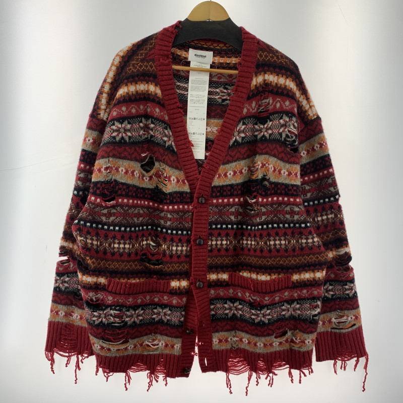 百貨店SALE 10%OFF~【中古品】【メンズ】  DOUBLET 24AW64KN170 OVERSIZED FAIR - ISLE CARDIGAN ダブレット 140-260215-st-06-fuz 大きさ：M 色合い：赤いこと 未来永劫Net店