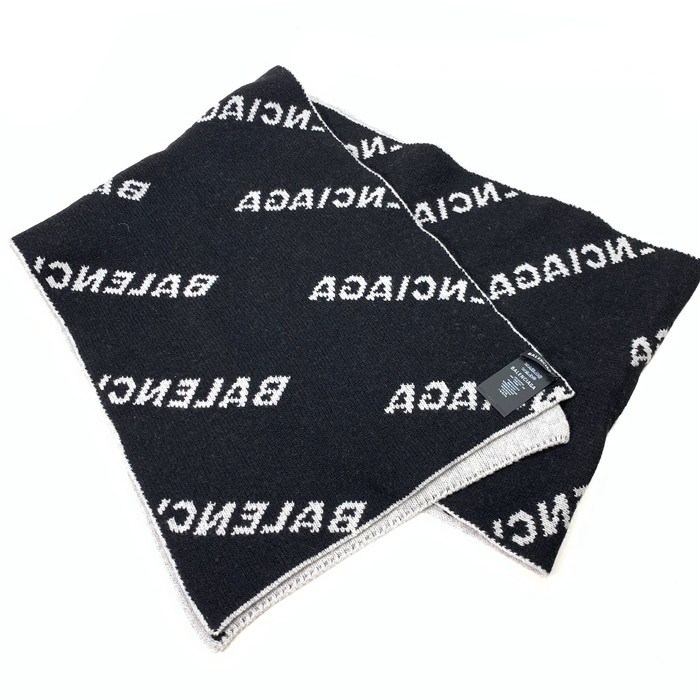 楽天市場】バレンシアガ フットボールスカーフ ロゴマフラー ブラック