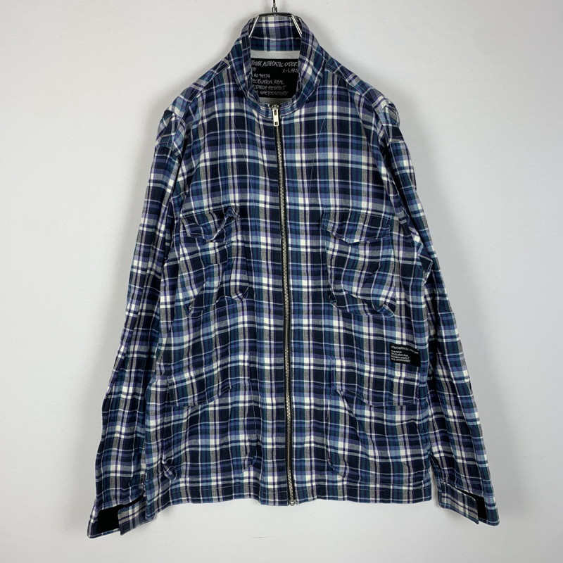 【中古品】【メンズ】 STUSSY ステューシー ZIP UP CHECK BLOUSON ジップアップ チェック ブルゾン 長袖 トップス 142-260227-ks-19-fuz サイズ：XL カラー：マルチカラー 万代Net店