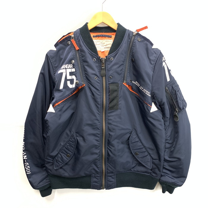 【中古品】【メンズ】 AVIREX アヴィレックス 6182195 REMODEL MARK2 MA-1 ミリタリージャケット ボンバー ブランド 古着 145-260307-gm-13-fuz サイズ：XL カラー：ネイビー 万代Net店
