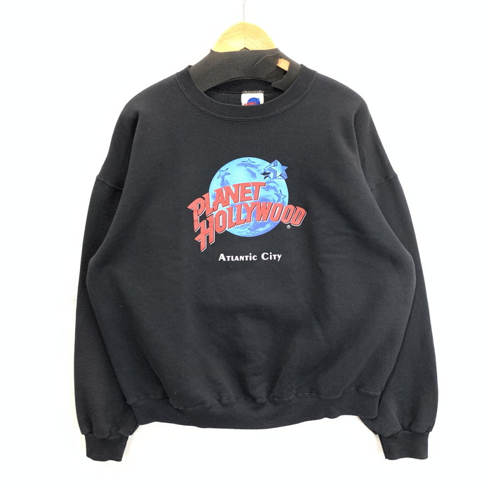 【中古品】【メンズ】 PLANET HOLLYWOOD SWEAT SHIRT スウェット ブランド 古着 145-260308-gm-39-fuz サイズ：XL カラー：ブラック 万代Net店