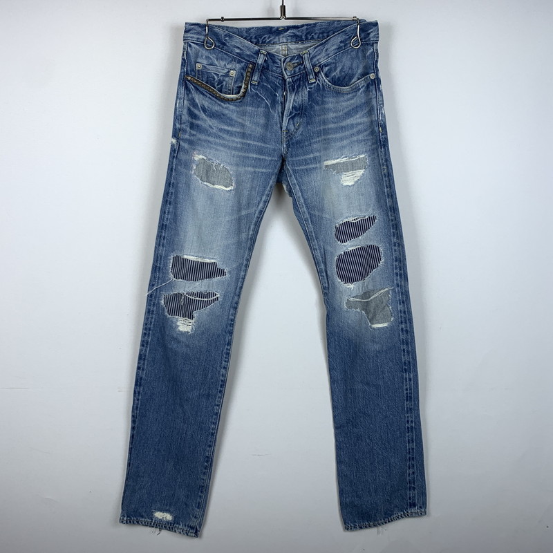 【中古品】【メンズ】 STUDDED DISTRESSED DENIM PANTS 0212AP03 スタッズ ダメージ デニムパンツ ボトムス ジーンズ SP加工パンツ 151-260313-ko-15-fuzh サイズ:28 カラー:インディゴ 万代Net店|万代Net店