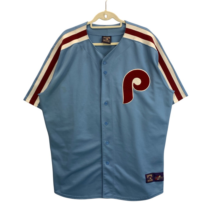 【中古品】【メンズ】 COOPERSTOWN ベースボールシャツ 半袖シャツ ブランド 古着 148-260314-gm-11-fuz サイズ:XXL カラー:ブルー 万代Net店