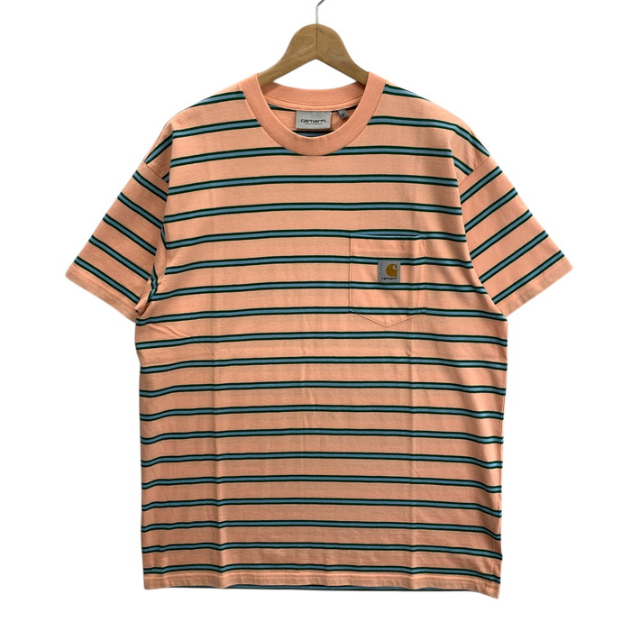 【中古品】【メンズ】 Carhartt カーハート S/S HOUSTON POCKET T-SHIRT 半袖Tシャツ ブランド 古着 145-260322-gm-19-fuz サイズ：M カラー：ピンク ボーダー 万代Net店