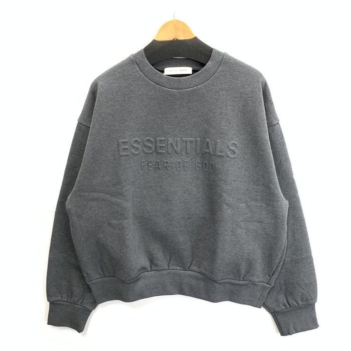 【中古品】【メンズ】 ESSENTIALS EMBOSSED CLASSIC CREWNECK SWEATSHIRT エンボス加工 オーバーサイズ スウェット ブランド 古着 142-260329-gm-12-fuz サイズ：M カラー：グレー 万代Net店