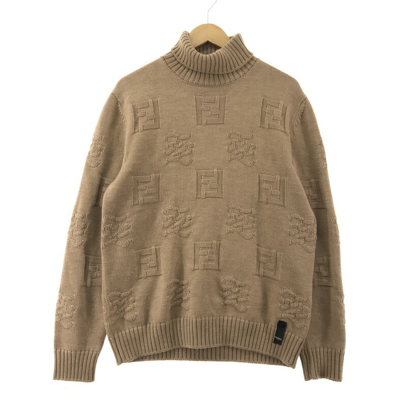 【中古品】【メンズ】  FENDI フェンディー FZX008 AI34 ズッカデザイン タートルネックニットセーター 141-260330-ky-24-fuzh サイズ：50 カラー：ブラウン 万代Net店