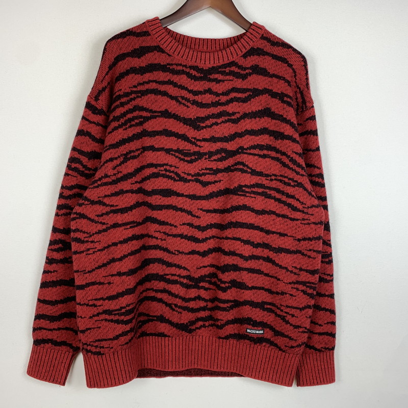 【中古品】【メンズ】  TIGER MOHAIR JAQUARD KNIT SWEATER 25FW-WMK-KN05 虎 モヘヤ ジャカード 編み物 プルオーバー トップス 140-260331-ko-11-fuzh 大きさ：L 色合い：赤いこと 万劫末代Net店