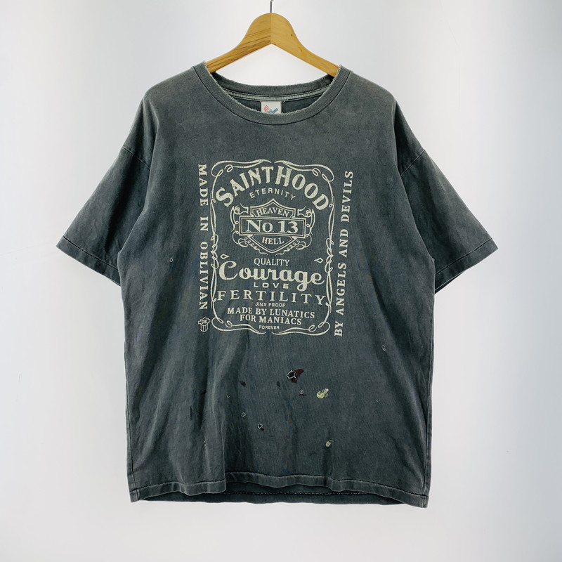【中古品】【メンズ】  SAINT MICHAEL × NEIGHBORHOOD 仙マイケル ネイバーフッド SM-S23-0000-117 SS TEE 半袖 プルオーバー トップス 古着 140-260402-mh-01-fuzh 大きさ：XL 色合い：濃灰色 未来永劫Net店