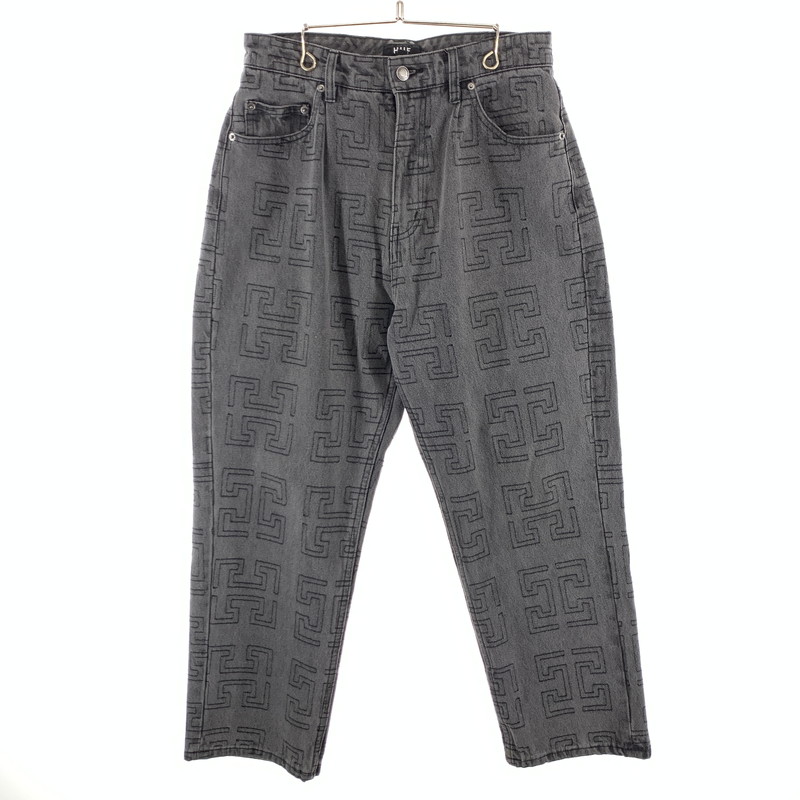【中古品】【メンズ】 HUF ハフ MONOGRAM DENIM PANT PANTS モノグラムデニムパンツ デニム ボトムス ブランド名 古着 153-260412-gm-22-fuz 大きさ：28 色合い：黒いこと 未来永劫Net店