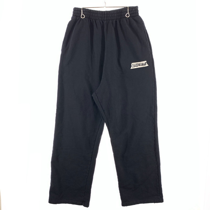百貨店SALE 10%OFF~【中古品】【メンズ】 BALENCIAGA バレンシアガ 26SS MASKING TAPE BAGGY PANTS 846917 TTVL8  スウェットパンツ ボトムス 不都合製作 ブランド名 古着 152-260412-gm-07-fuz 大きさ：M 色つや：黒いこと 生生世世Net店