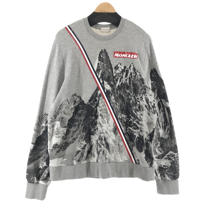 百貨店SALE 10%OFF~【中古品】【メンズ】  MONCLER モンク軌跡 E20918047950 CREWNECK SWEAT SHIRT 労働者の一団のど首 スェット 141-260416-ky-01-fuz 大いさ：XL 色合い：薄墨色 /トリコロール 生生世世Net店
