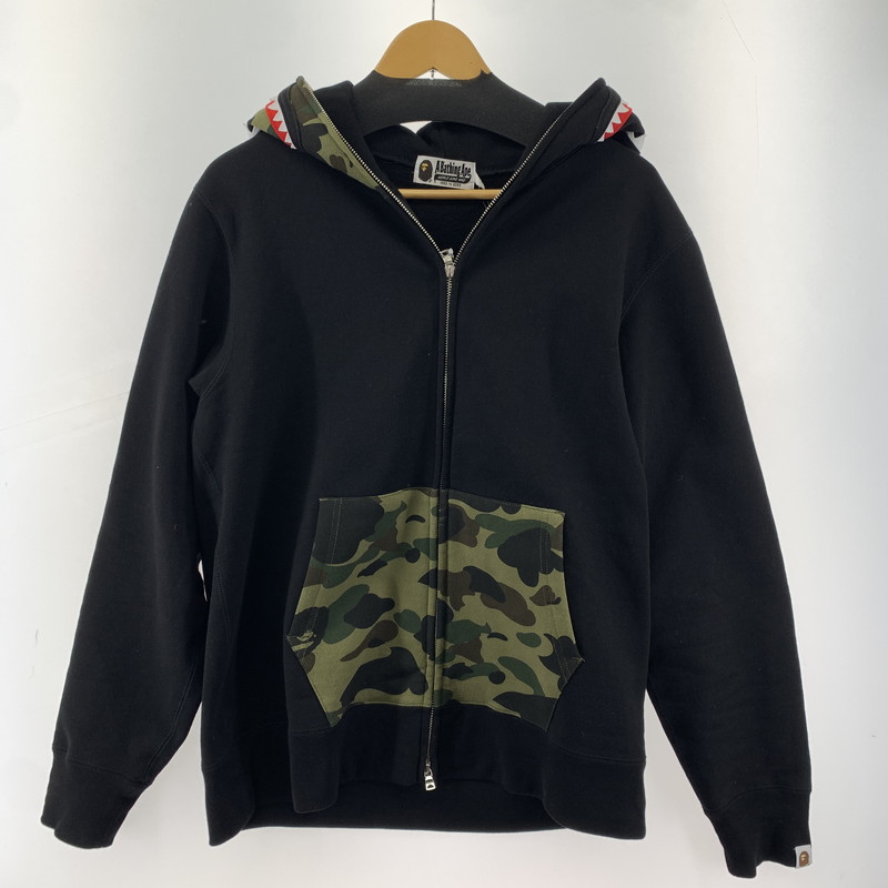 百貨店SALE 10%OFF~【中古品】【メンズ】  A BATHING APE ア ベイシング エイプ SHARK FULL ZIP HOODIE フーディー アノラック 黒いこと メンズ M大きさ 142-260424-io-06-fuzh 生生世世Net店