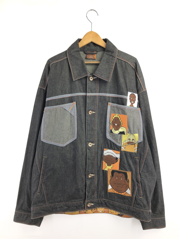 【中古品】【メンズ】 PLATINUM FUBU プラチナム フブ FAT ALBERT DENIM JACKET ファット アルバート デニムジャケット 142-260426-rt-05-fuzh サイズ:XL カラー:ブラック 万代Net店|万代Net店
