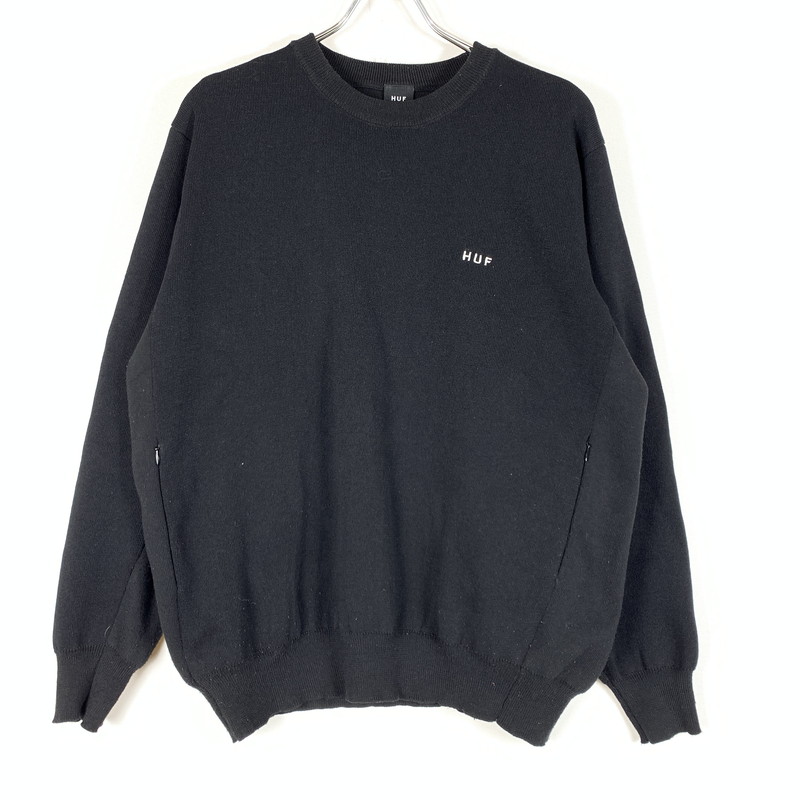 【中古品】【メンズ】 HUF ハフ OG LOGO PACK FALL CREWNECK SWEATER ロゴ パック フォール クルーネック セーター トップス プルオーバー 142-260508-ks-21-fuzh サイズ:M カラー:ブラック 万代Net店|万代Net店