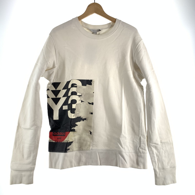 【中古品】【メンズ】  Y-3 ワイスロバート・エドワード・リー CREW SWEATSHIRT 労働者の一団 トレーナー メンズ M大きさ 白いこと 140-260516-io-07-fuzh 生生世世Net店
