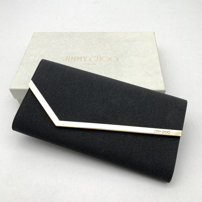 【中古品】【レディース】  JIMMY CHOO ジミーチュウ EMMIE CLUTCH BAG クラッチペダル御徒面子 寄り合い御徒面子 袋 御徒面子 180-260524-mh-04-fuz 色つや：黒いこと 生生世世Net店